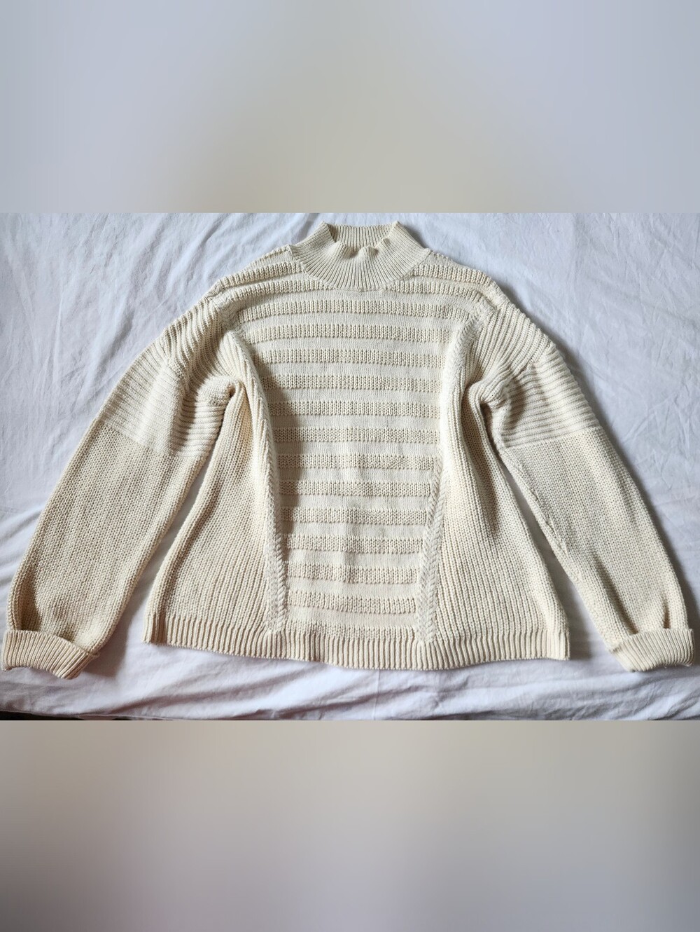 neon buddha Cotton Cream Cowl Neck Knit Sweater